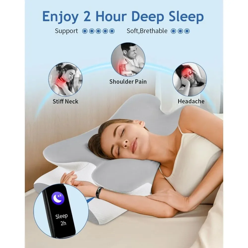 Cervical Neck Pillow for Neck Shoulder Pain Relief, Soft Contour Side Sleeper